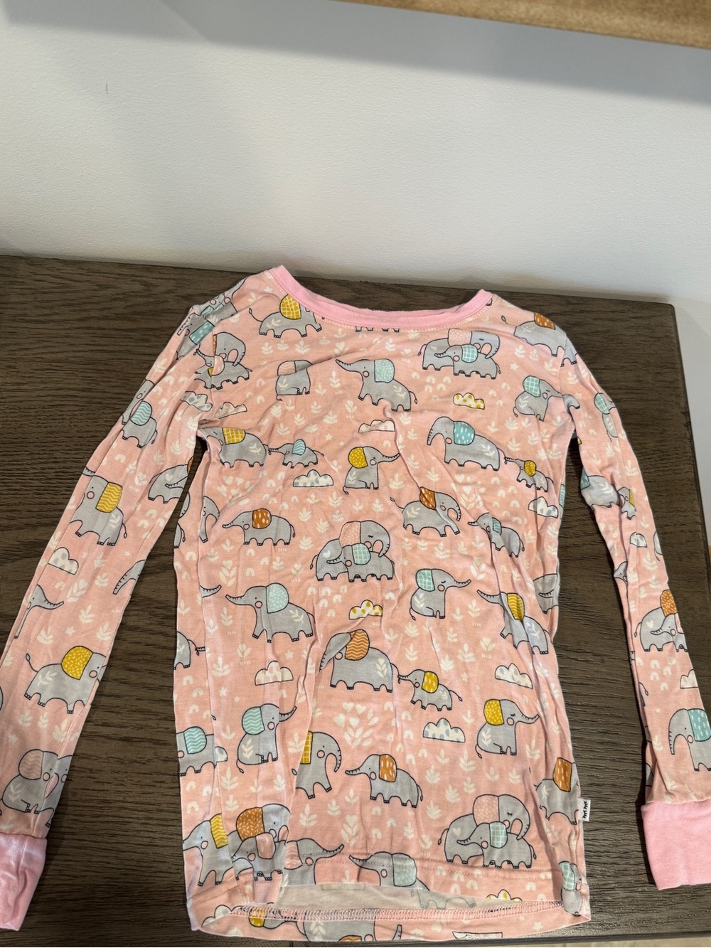 Little Sleepies Pink Elephant Snuggles Two-Piece Bamboo Viscose Pajama Set 7-8